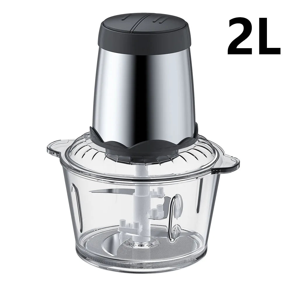 2L Electric Meat Grinder Food Chopper stainless-steel blades  Small Food Processor Removable Dicer 2 Speeds Meat Mincer
