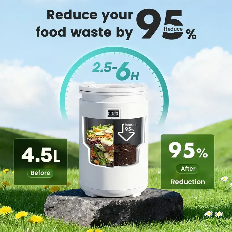 Electric Food Waste Composter Machine Smart Kitchen Garbage Disposal Recycler Bin for Home Garden Organic Waste Treatment