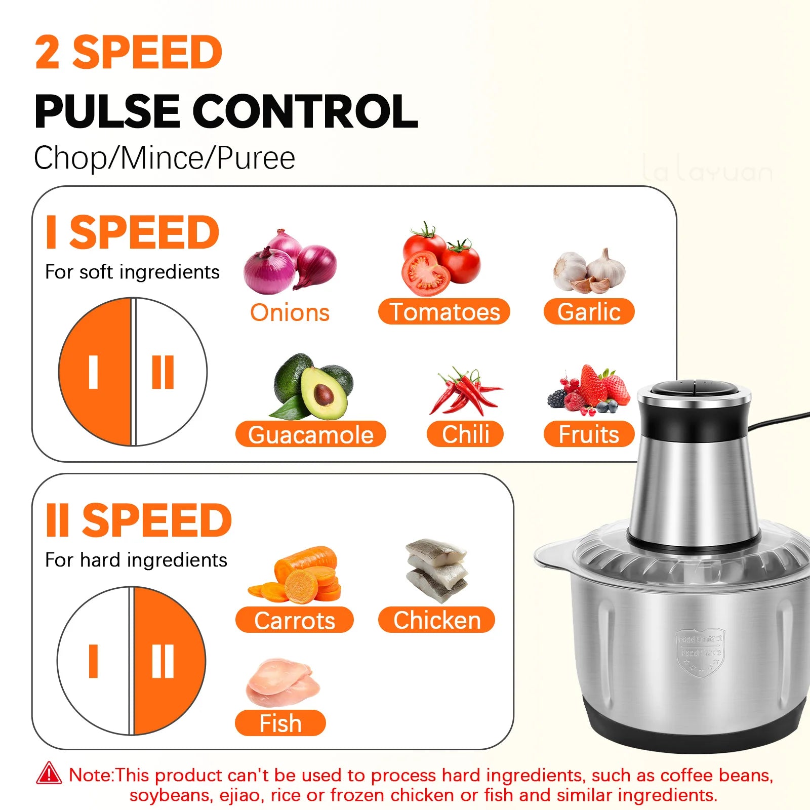 Electric Meat Grinder 110V Stainless Steel Food Processor 2 Speed Mincer Kitchen Chopper for Vegetables Meat Home Use
