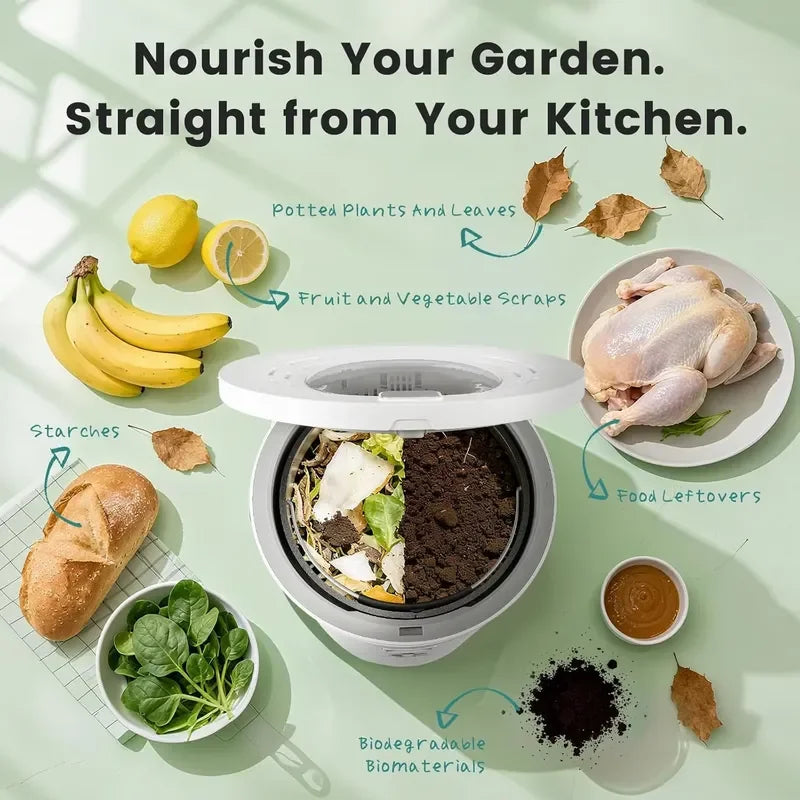 Electric Food Waste Composter Machine Smart Kitchen Garbage Disposal Recycler Bin for Home Garden Organic Waste Treatment