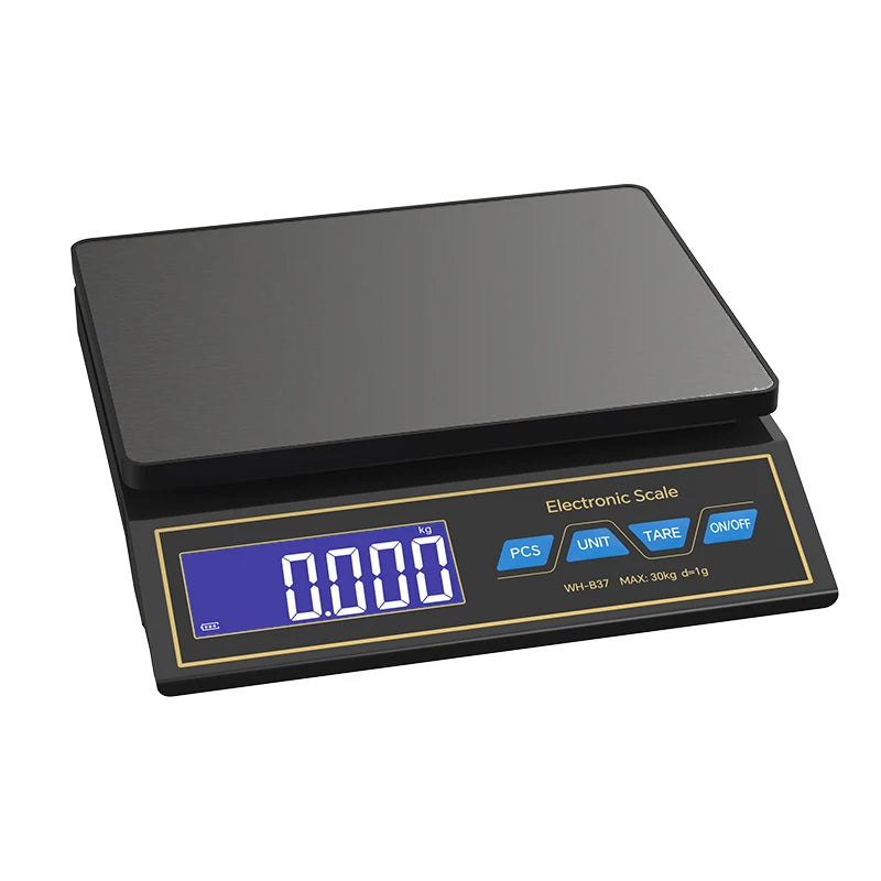 LCD Digital Kitchen Scale 30kg/1g Rechargeable Stainless Steel Panel Electronic Scales Home Jewelry Food Weighing Baking Tools