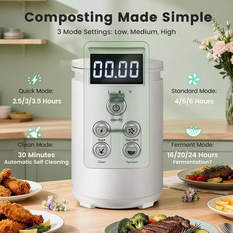 Electric Food Waste Composter Machine Smart Kitchen Garbage Disposal Recycler Bin for Home Garden Organic Waste Treatment