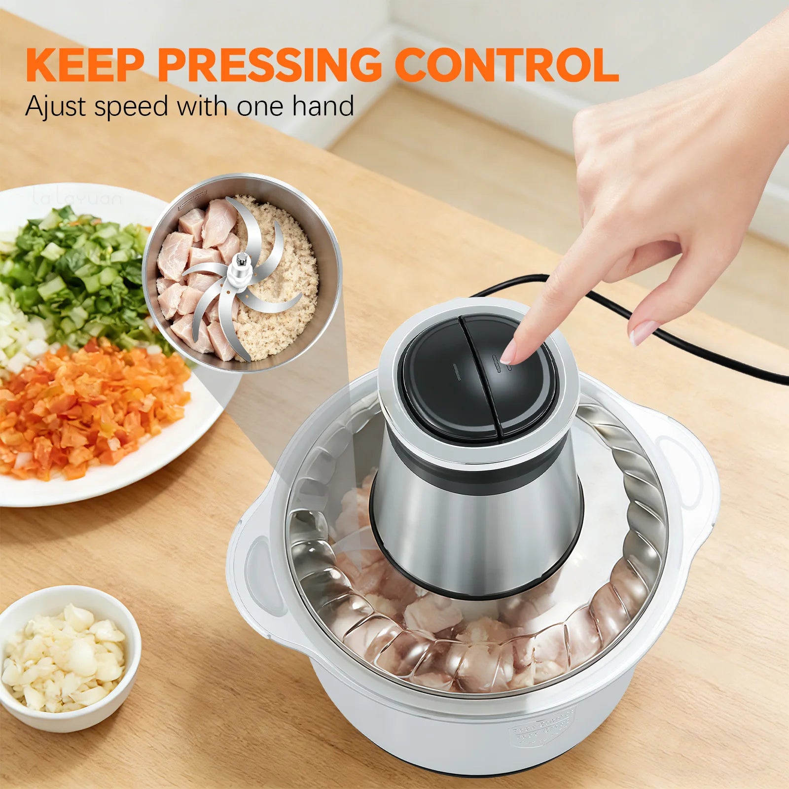 Electric Meat Grinder 110V Stainless Steel Food Processor 2 Speed Mincer Kitchen Chopper for Vegetables Meat Home Use