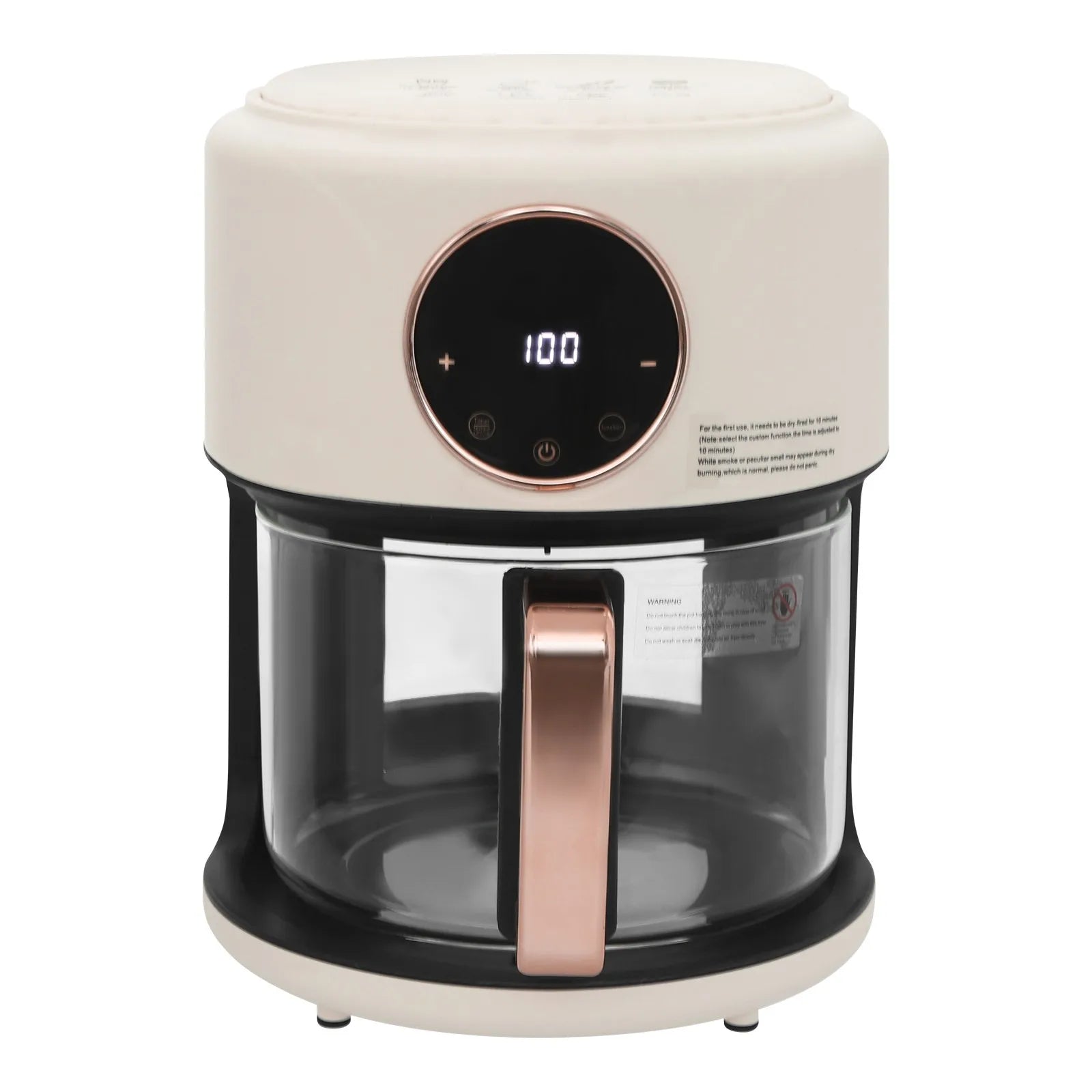 4.2L 1200W Airy Fryer with 2 Years Manufacturer Warranty Glass Air Fryer 6-in-1 Functions 360° Viewable Airy Fryer for Home Kitchens, Restaurants, Family Gatherings, Outdoor Picnics, Food Stalls