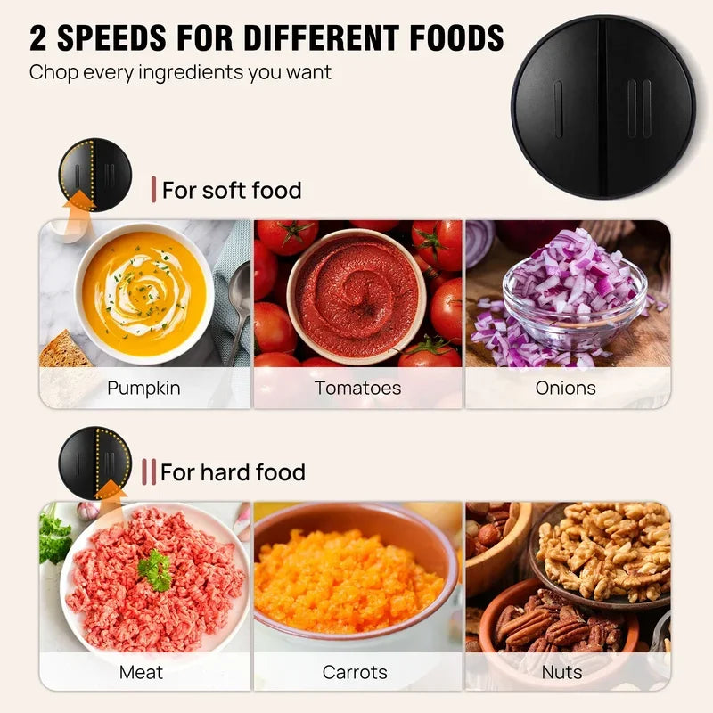 2L Electric Meat Grinder Food Chopper stainless-steel blades  Small Food Processor Removable Dicer 2 Speeds Meat Mincer