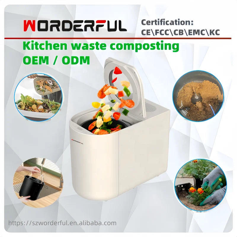 Kitchen Waste Composting Machine 4.5L Food Compost Quiet Electric Garbage Disposal Composter for Household