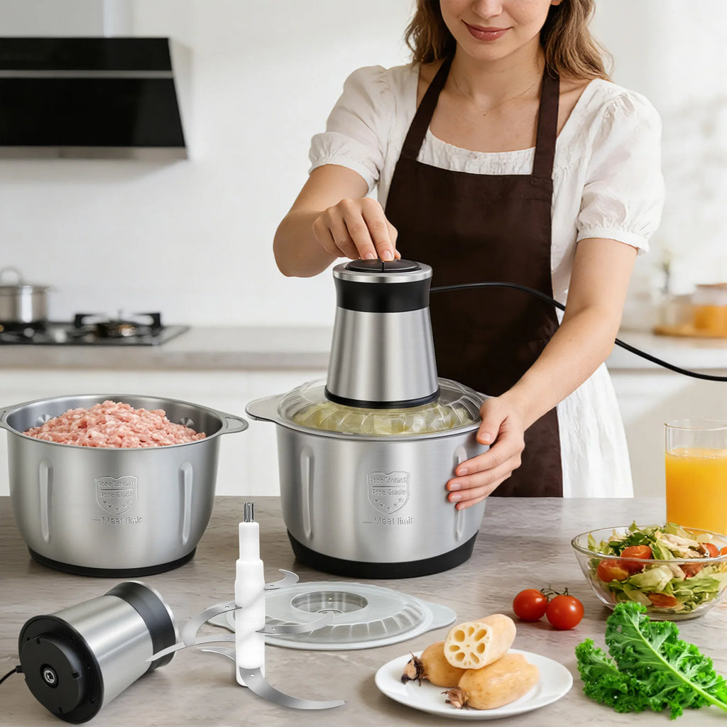 Electric Meat Grinder 110V Stainless Steel Food Processor 2 Speed Mincer Kitchen Chopper for Vegetables Meat Home Use